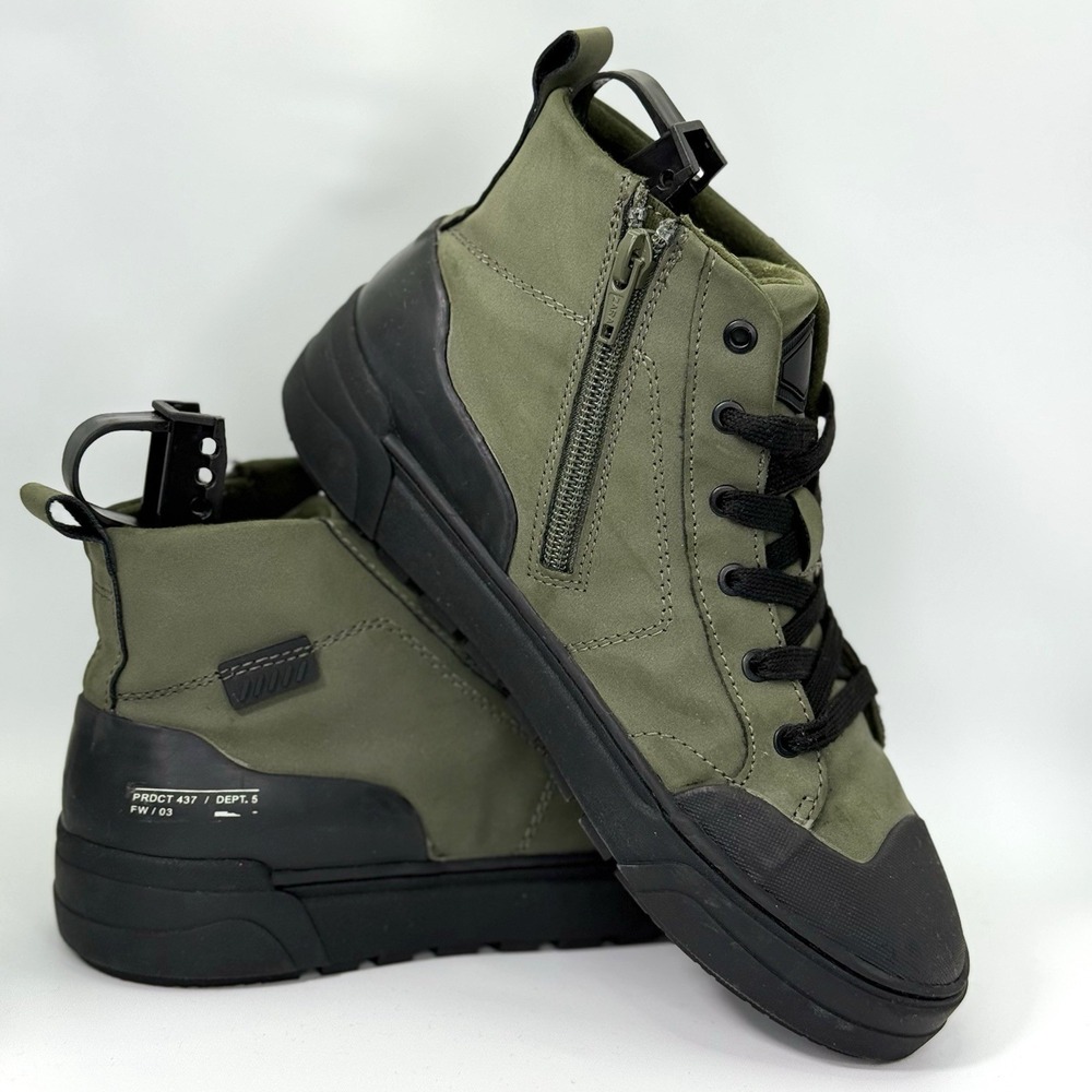 Zara Kids 35 EU Olive Green High Top Sneakers Zip Lace Boots Black Sole‎